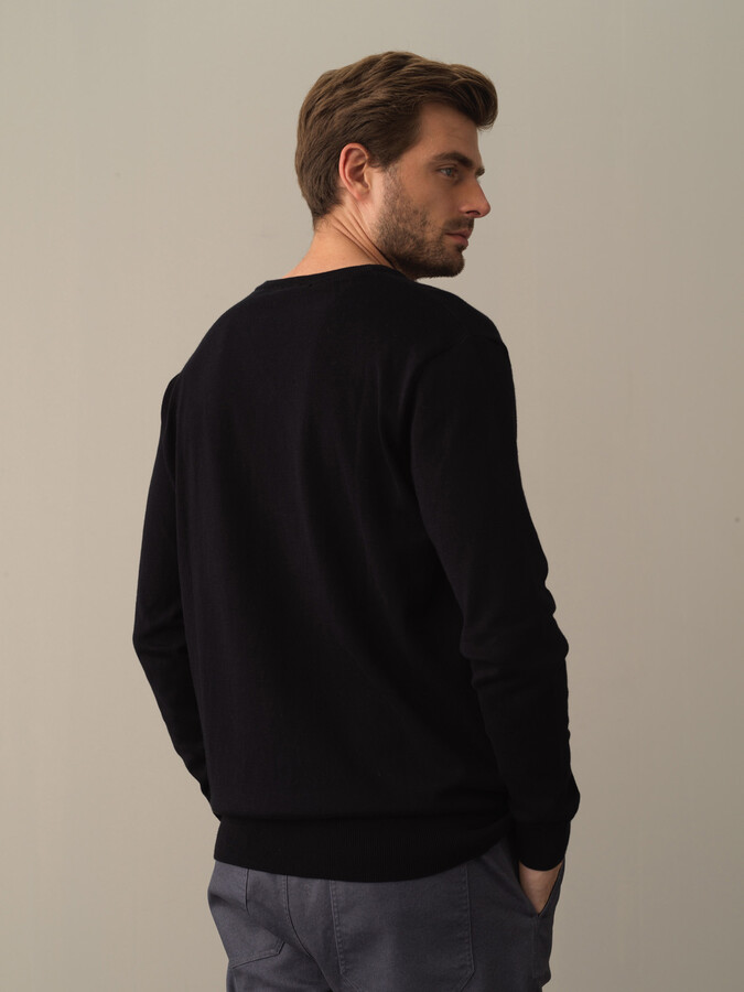 V-Neck Cotton Regular Fit Basic Sweater - Xint