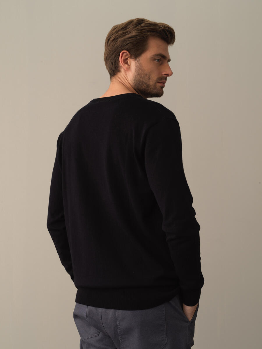 V-Neck Cotton Regular Fit Basic Sweater - 4