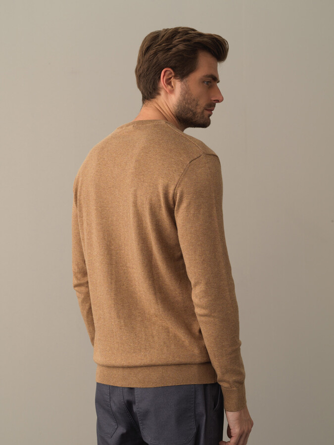 V-Neck Cotton Regular Fit Basic Sweater - Xint