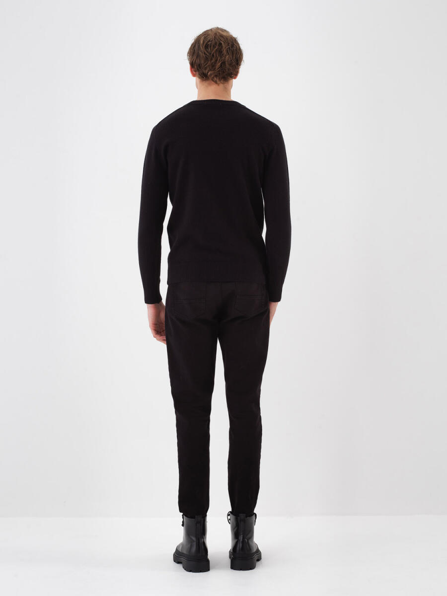 Wool Crew Neck Basic Sweater - 4