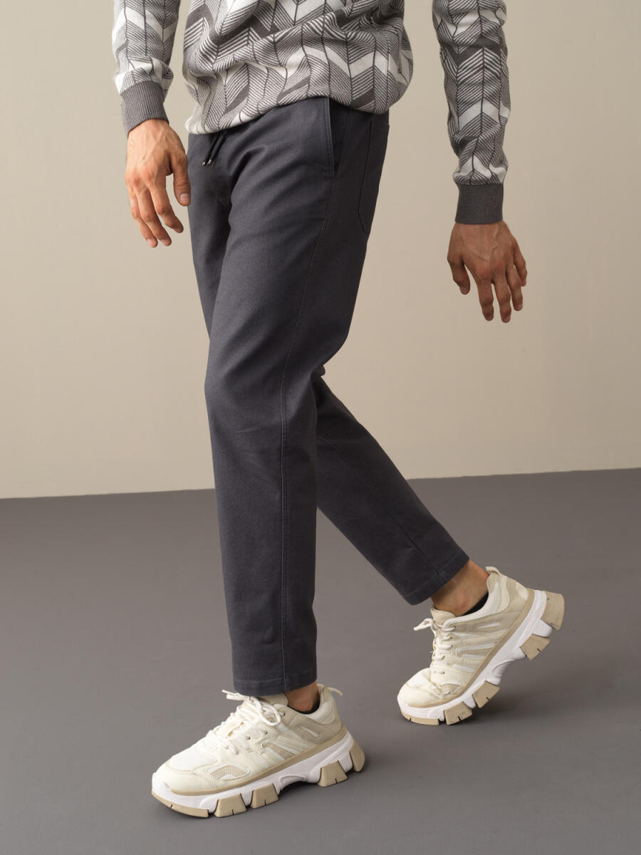 Cotton Elastic Waist Regular Fit Pants - 2