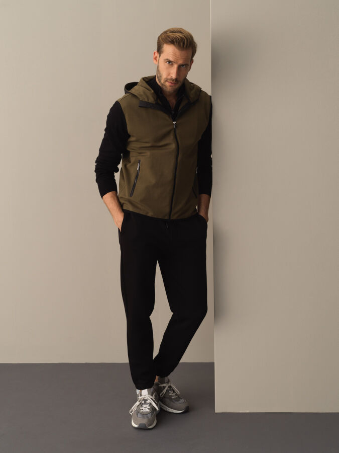 Hooded Cotton Regular Fit Vest - Xint