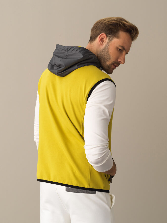 Hooded Cotton Regular Fit Vest - Xint