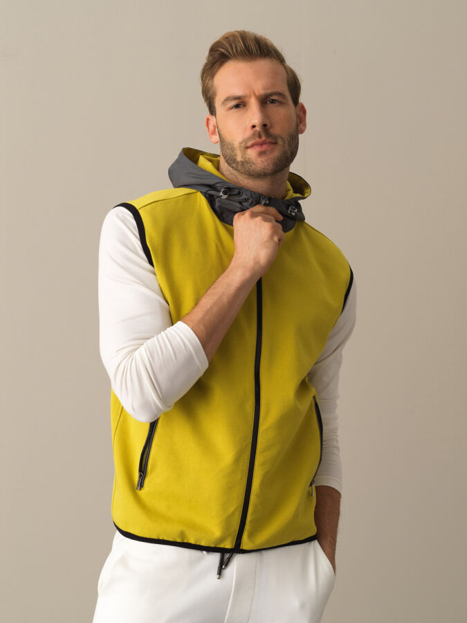 Hooded Cotton Regular Fit Vest - Xint