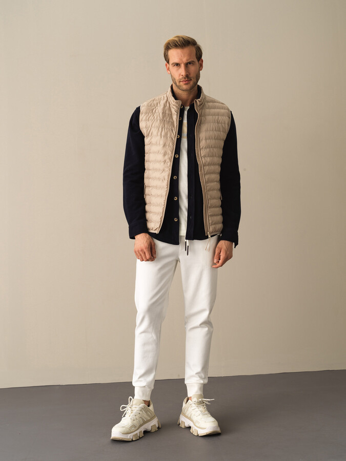 Stand Collar Regular Fit Puffer Vest - Xint