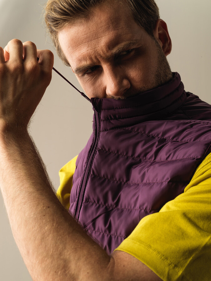 Stand Collar Regular Fit Puffer Vest - Xint