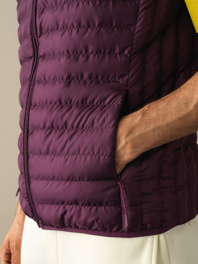 Stand Collar Regular Fit Puffer Vest - Xint