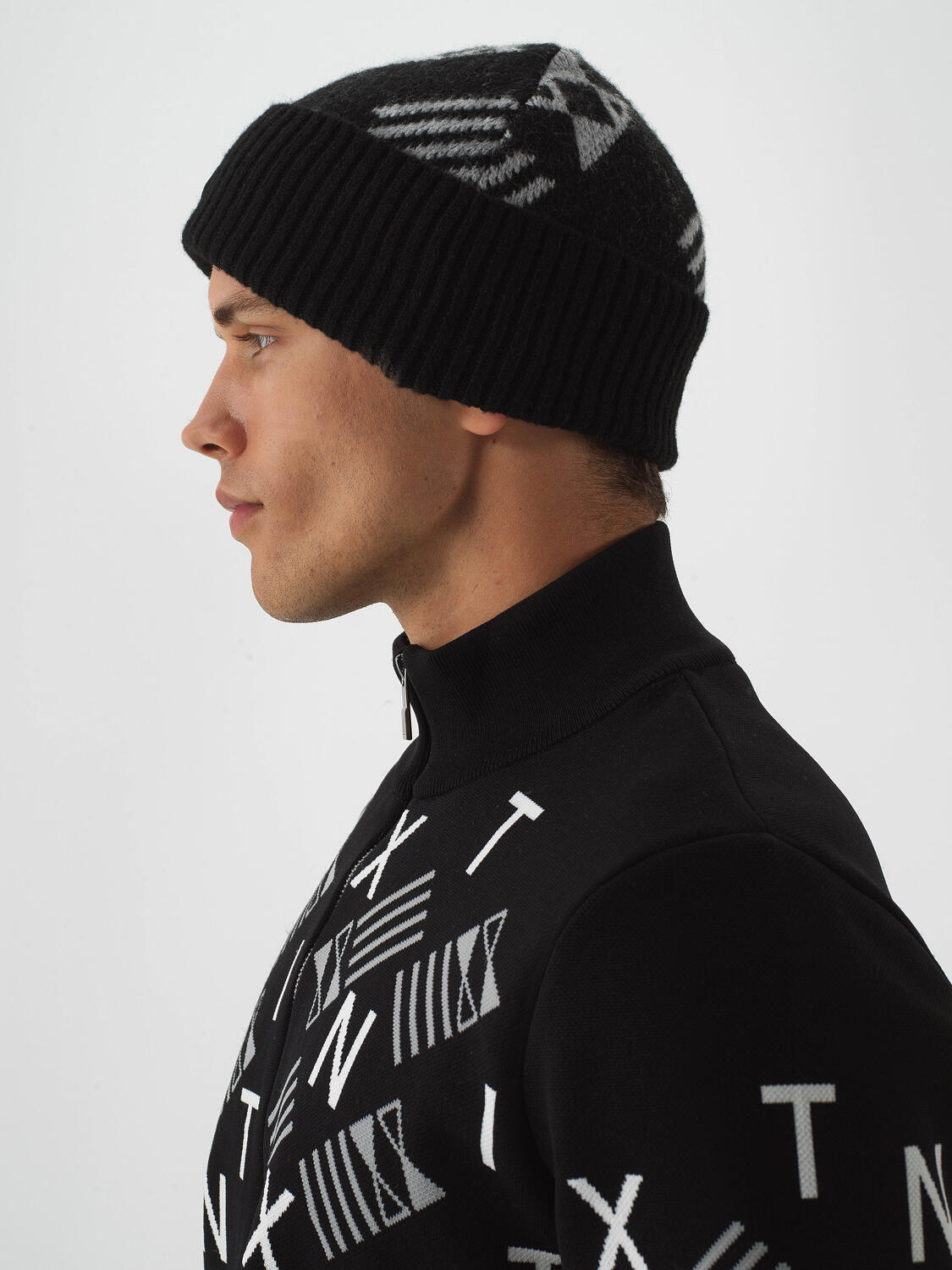 Black Natural Wool Textured Standard Fit Beret