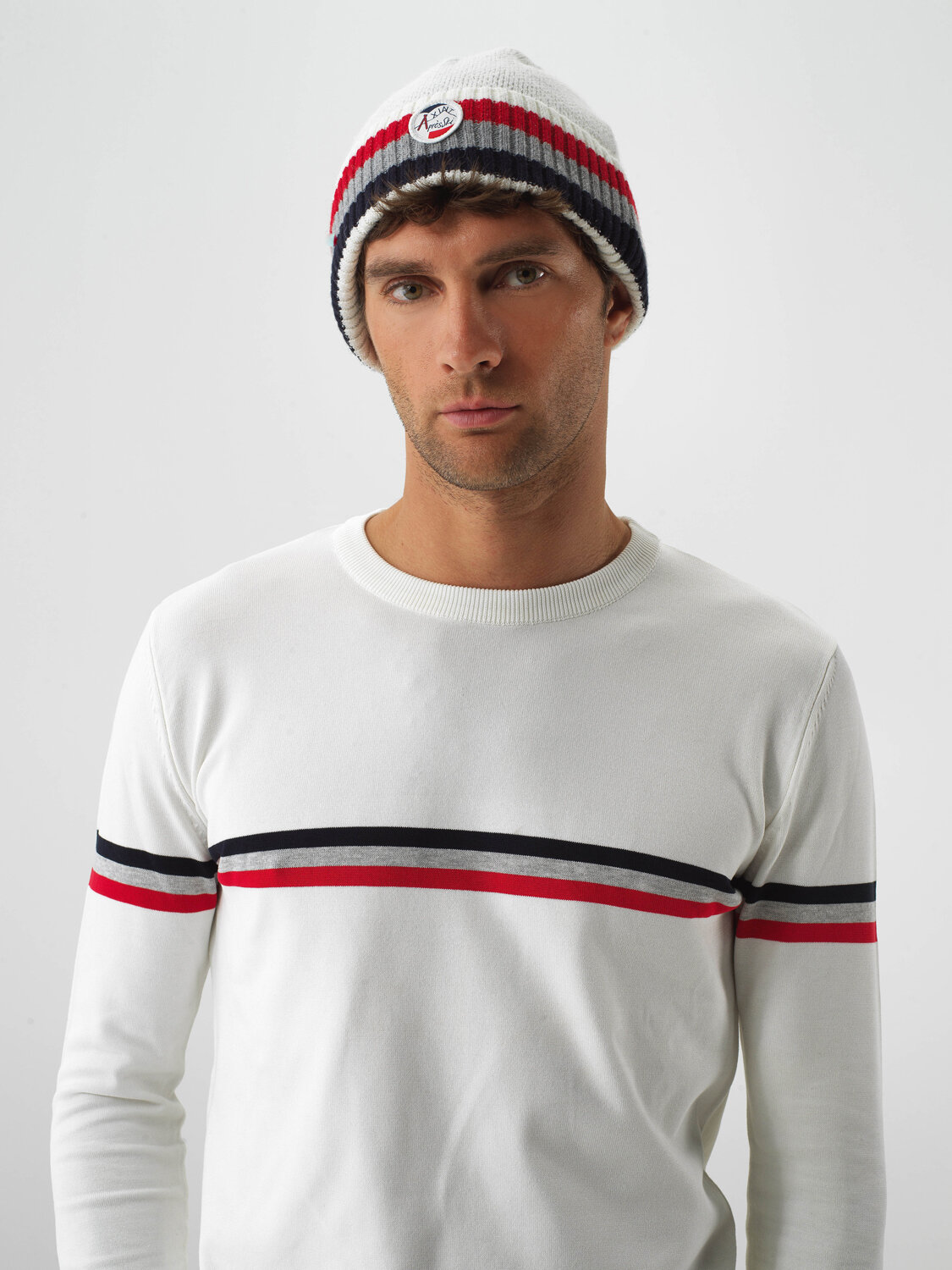 Ecru Natural Wool Textured Standard Fit Beret - Xint