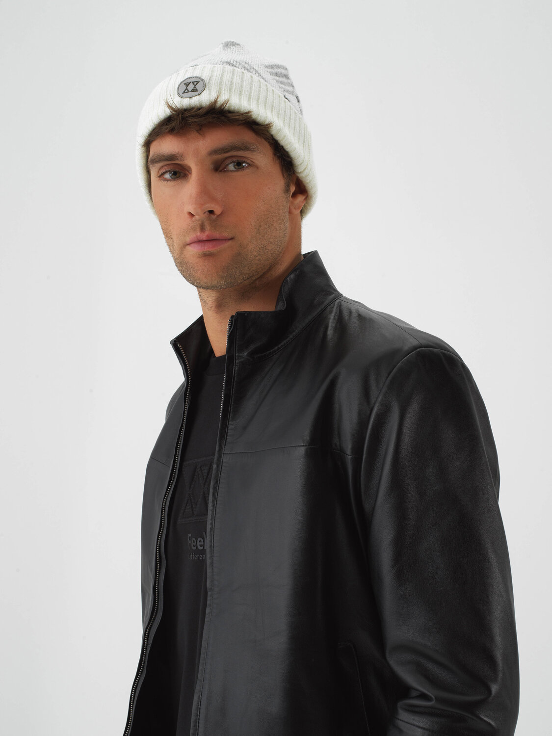 Ecru Natural Wool Textured Standard Fit Beret - Xint