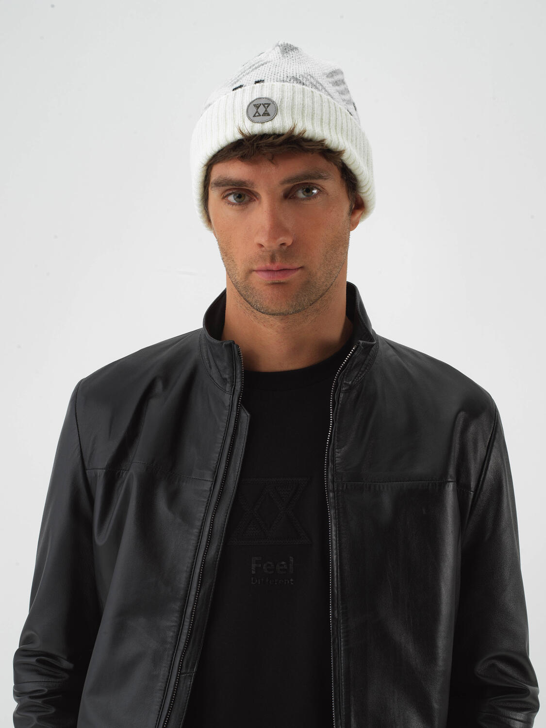 Ecru Natural Wool Textured Standard Fit Beret - 2