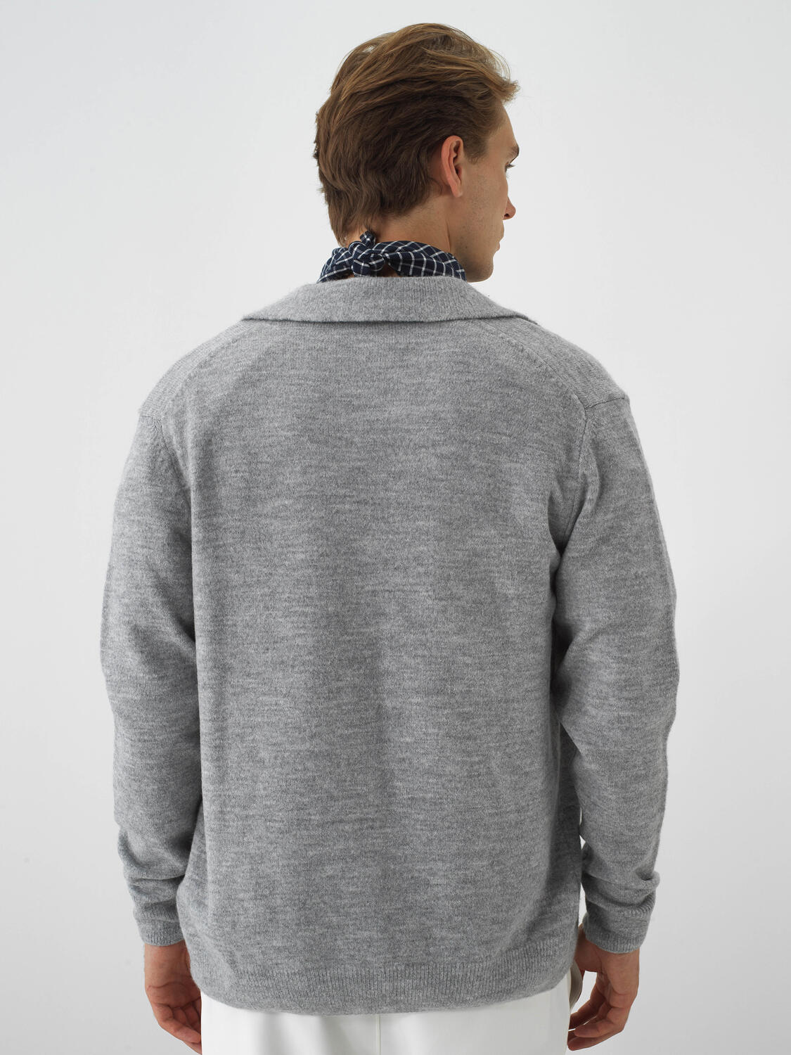 Gray Soft Texture Regular Fit Cardigan - 4