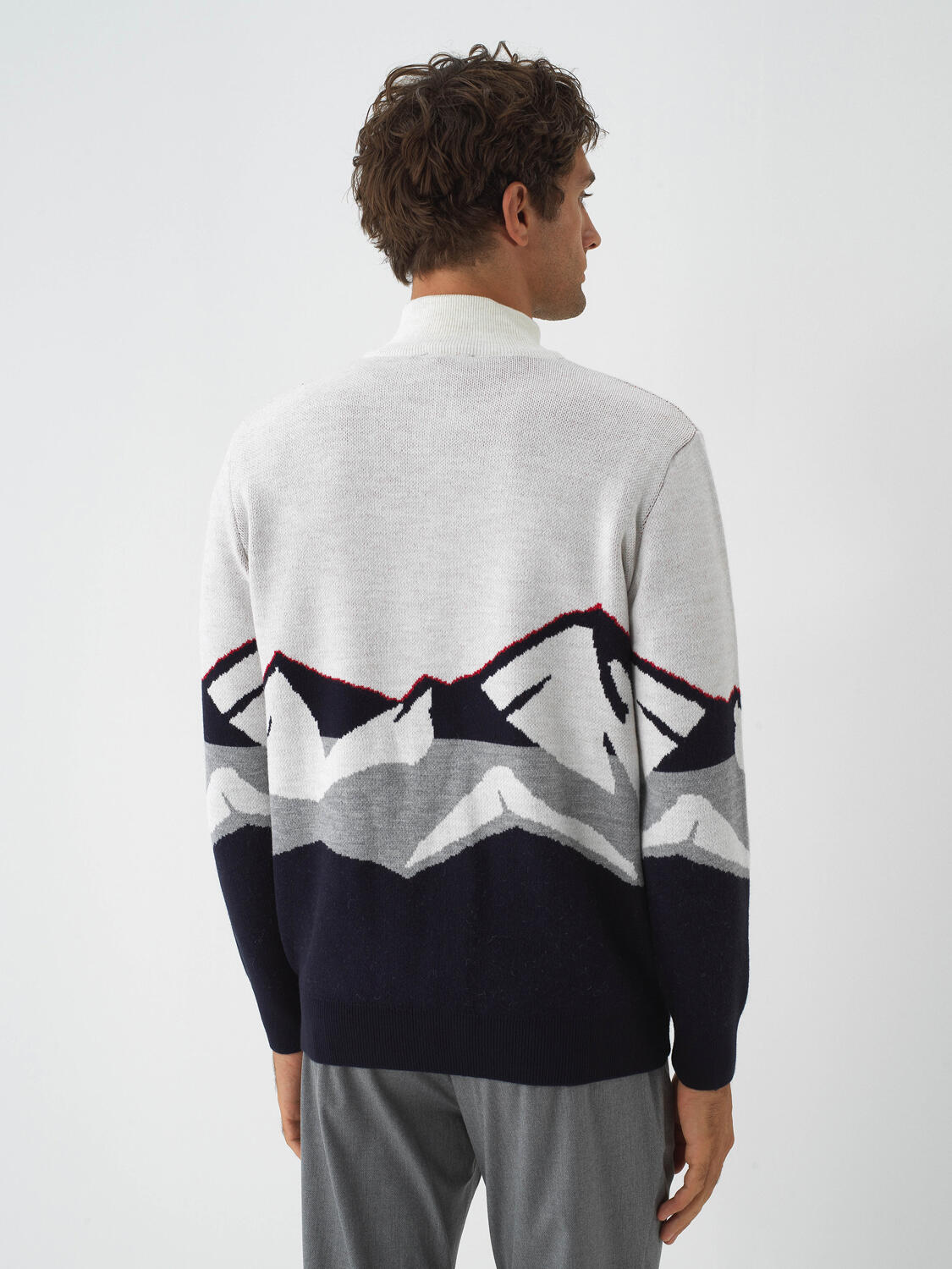 Navy Blue Natural Wool Textured Regular Fit Cardigan - 6