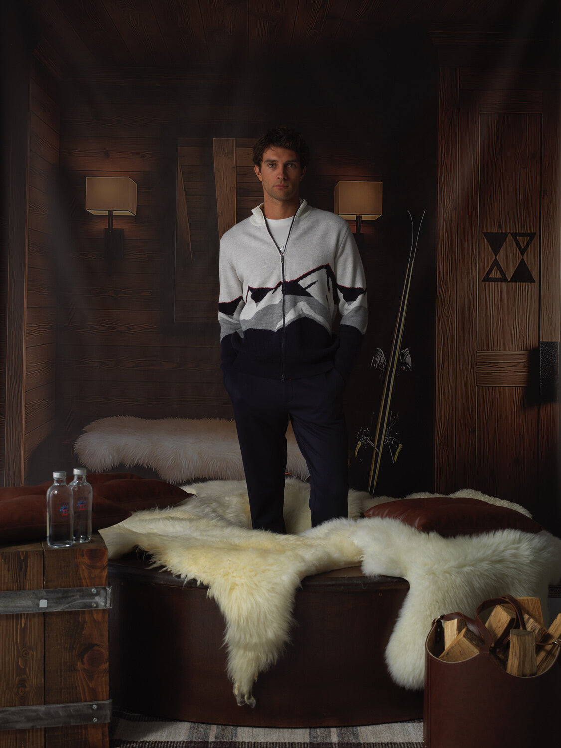 Navy Blue Natural Wool Textured Regular Fit Cardigan - Xint