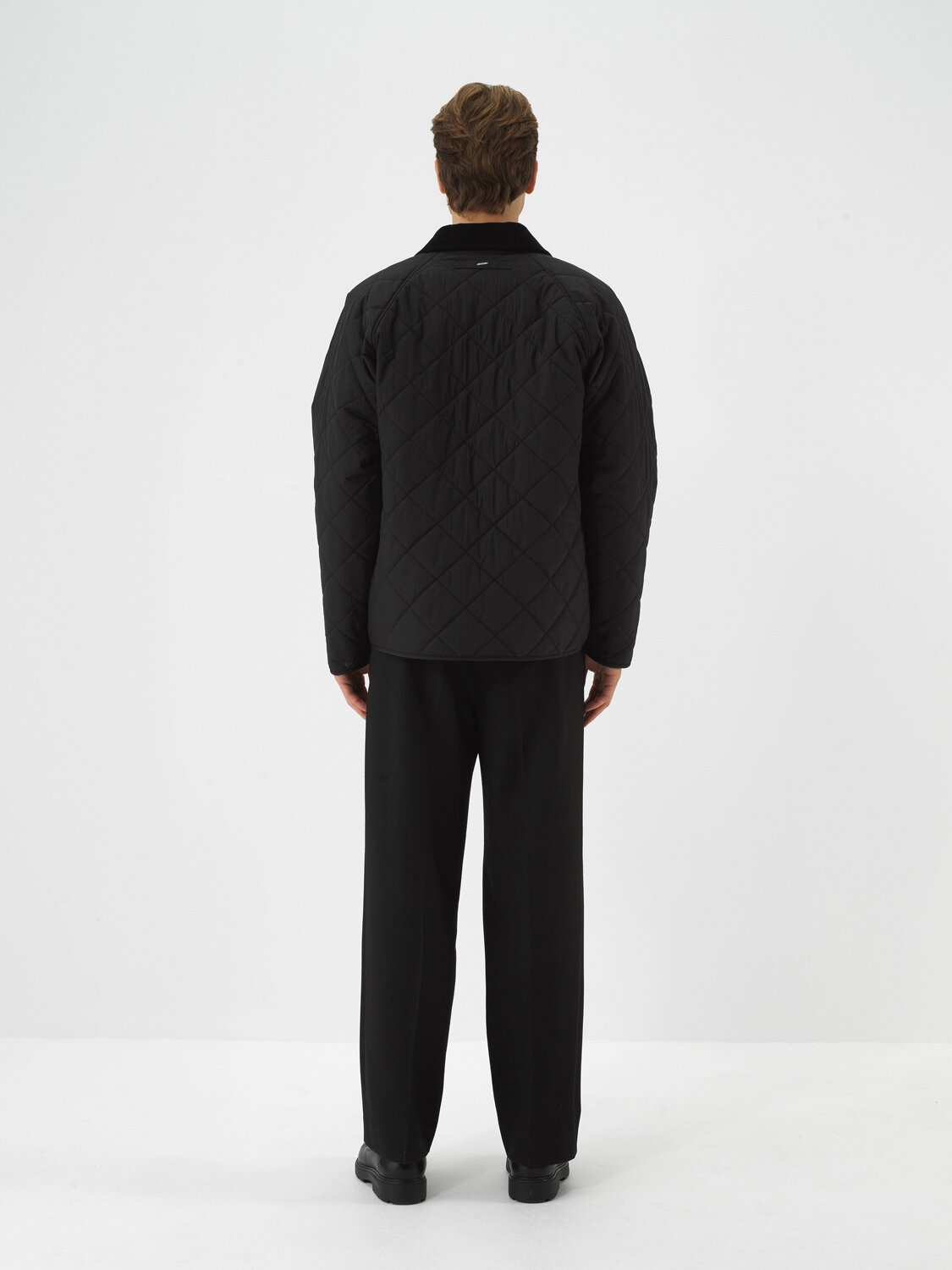 Black Quilted Textured Regular Fit Coat - Xint