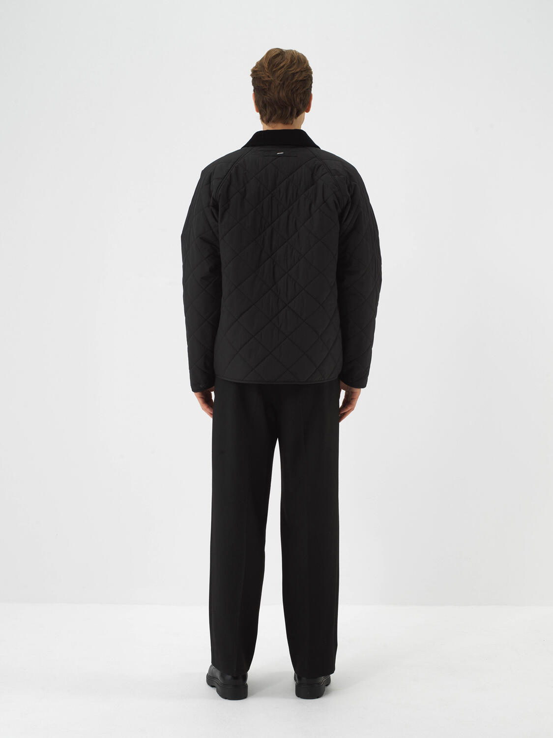 Black Quilted Textured Regular Fit Coat - 5