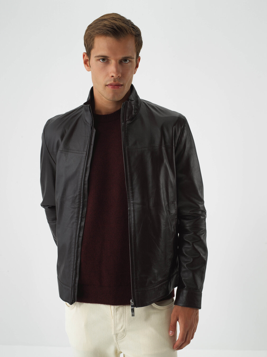 Brown Genuine Leather Regular Fit Jacket - Xint