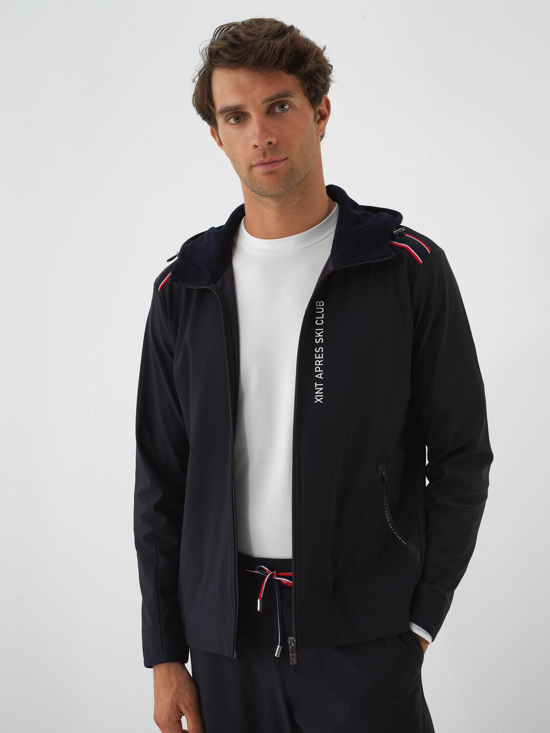 Navy Blue Flexible Textured Regular Fit Coat