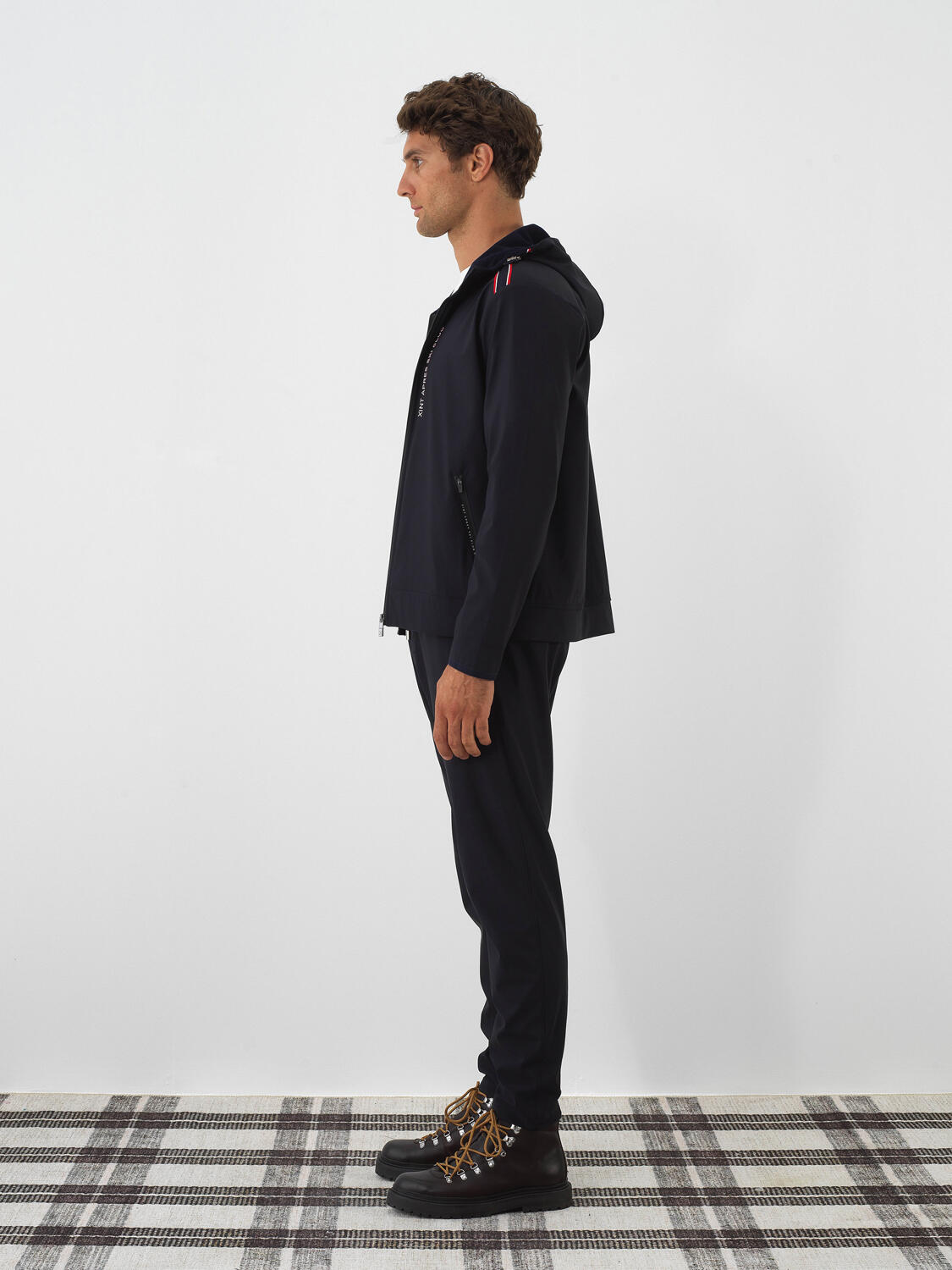 Navy Blue Flexible Textured Regular Fit Coat - 3