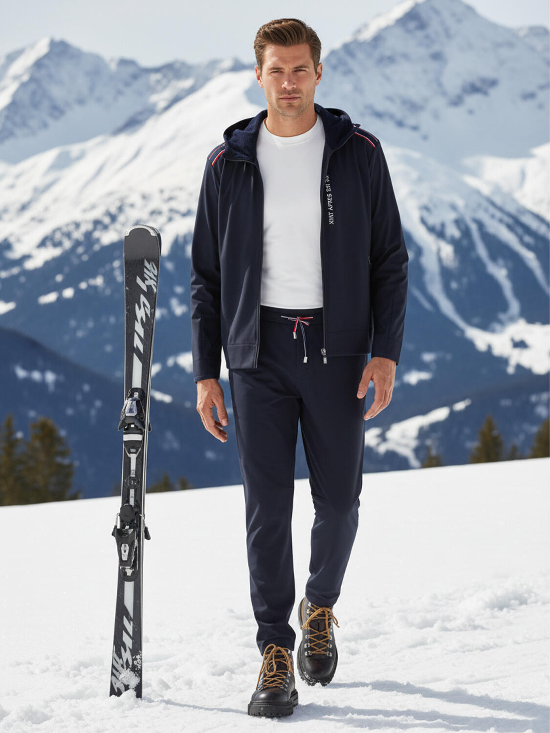 Navy Blue Flexible Textured Regular Fit Coat - 2