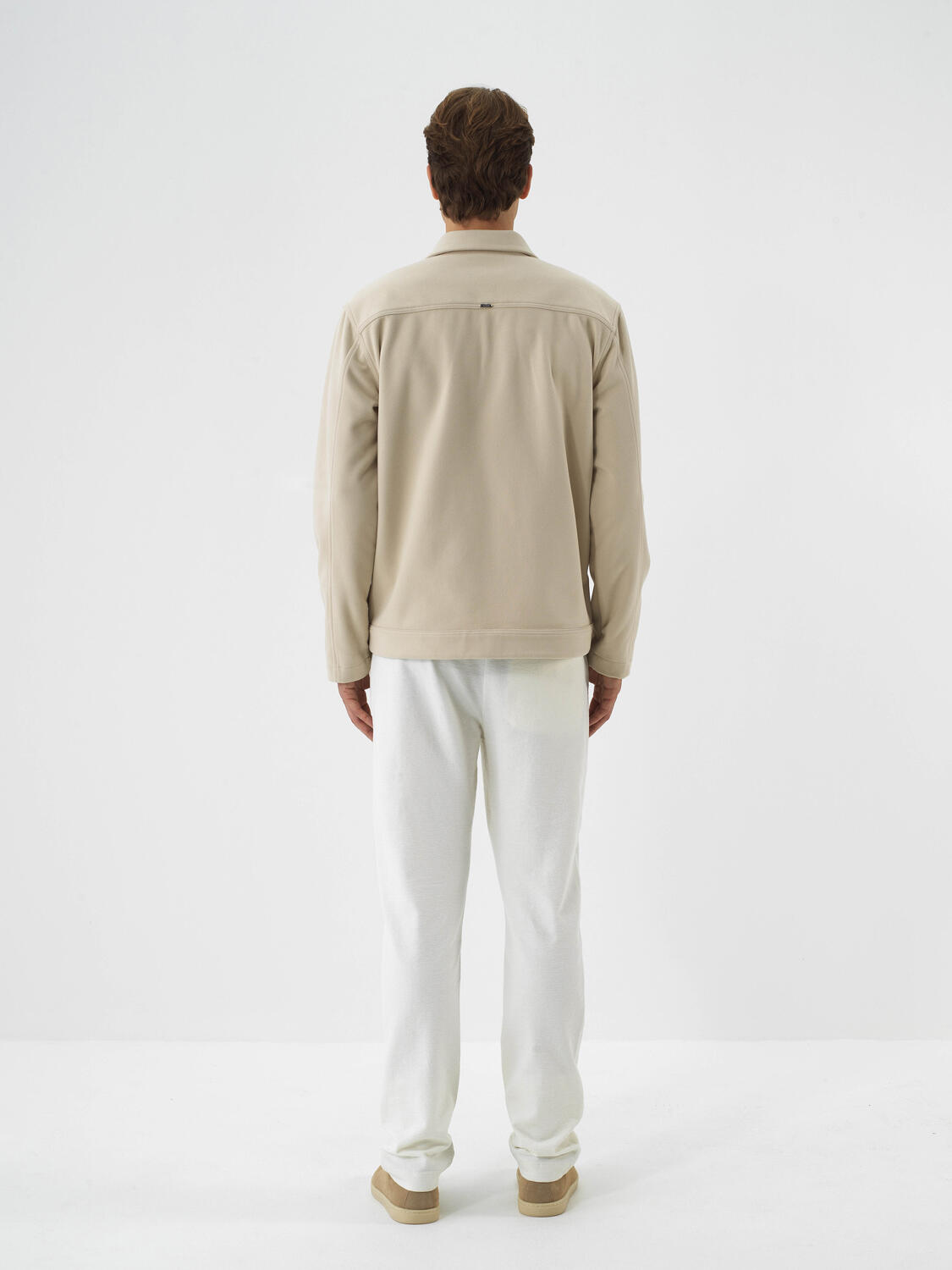 Beige Flexible Textured Regular Fit Jacket - 5