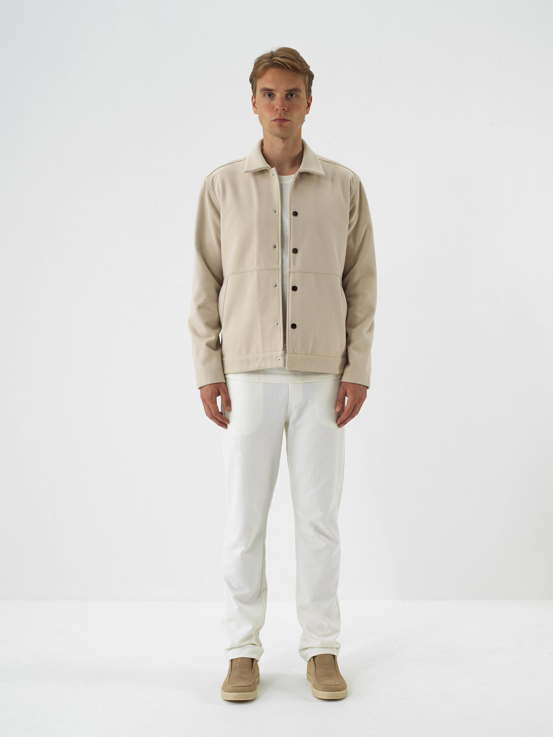 Beige Flexible Textured Regular Fit Jacket - Xint