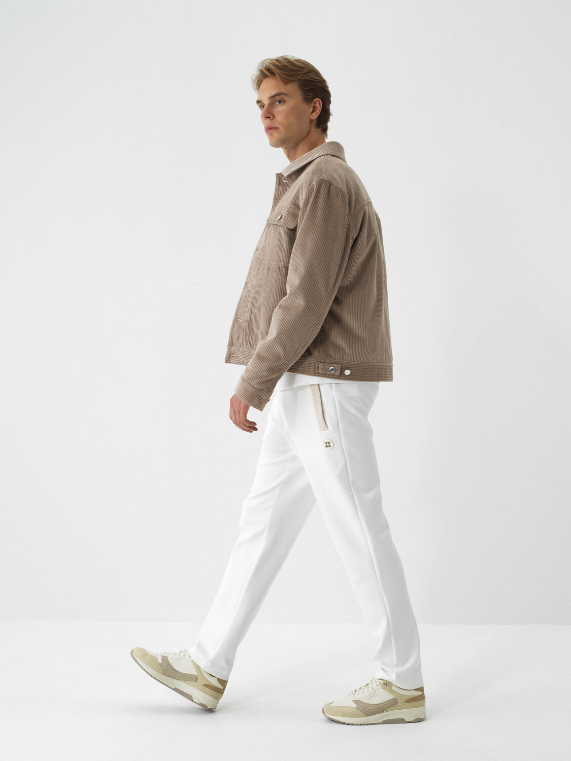 Beige Luxury Textured Soft Velvet Regular Fit Jacket - Xint