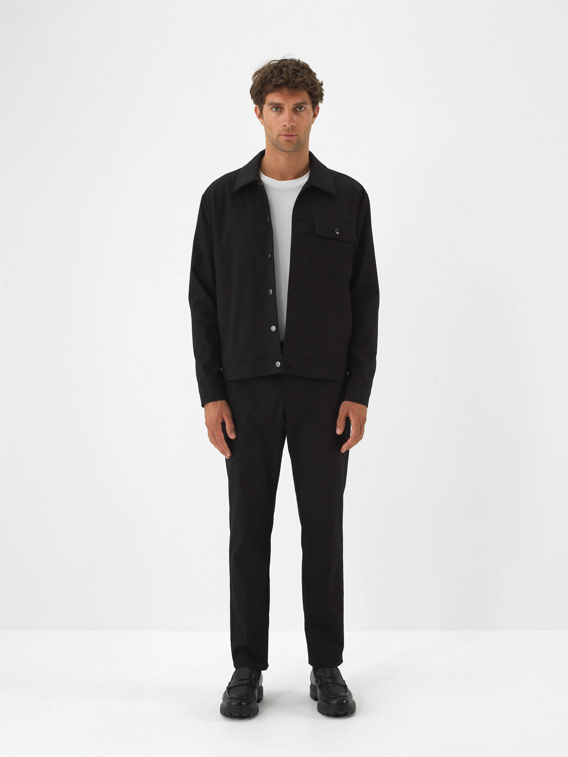 Black Cotton Textured Regular Fit Jacket - Xint
