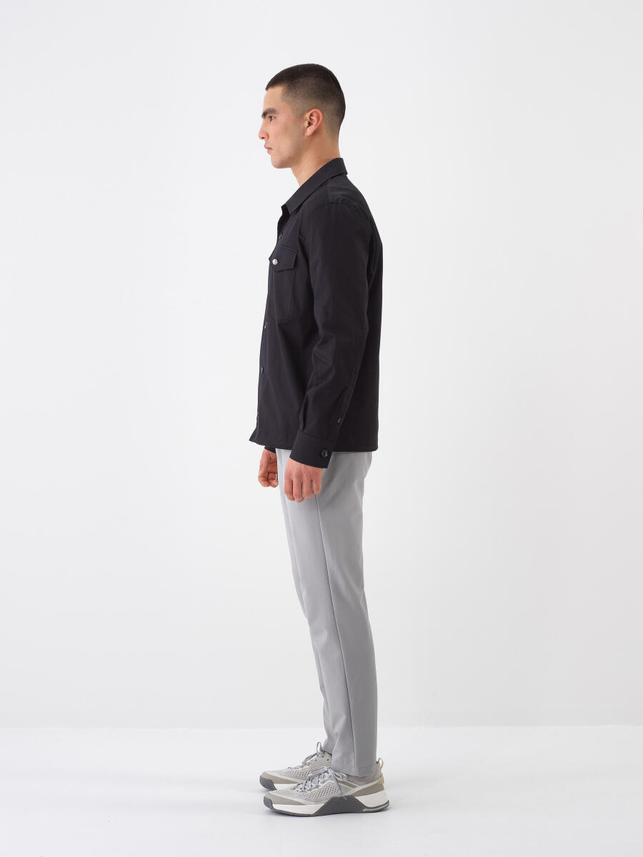 Black Regular Fit Cotton Jacket - 3