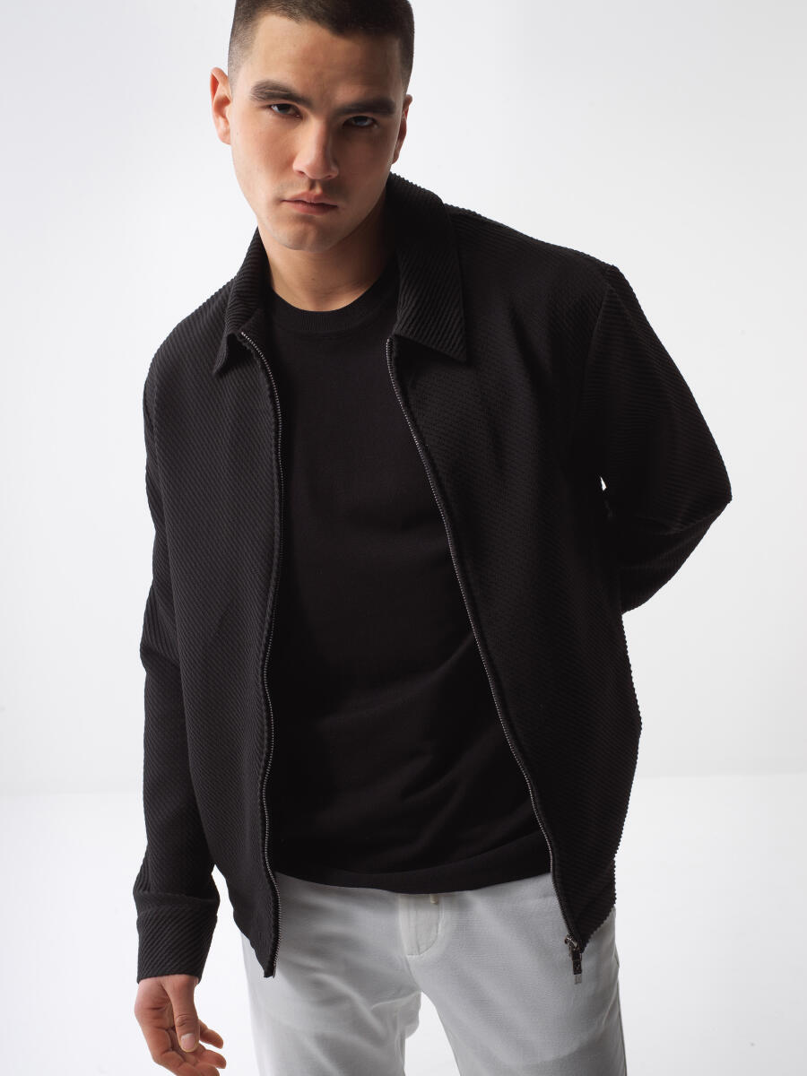 Black Regular Fit Jacket - 1