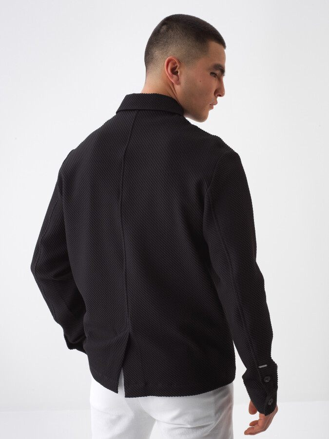 Black Regular Fit Jacket - 4