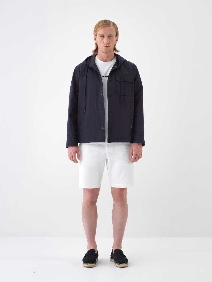 Navy Blue Regular Fit Cotton Jacket - 2