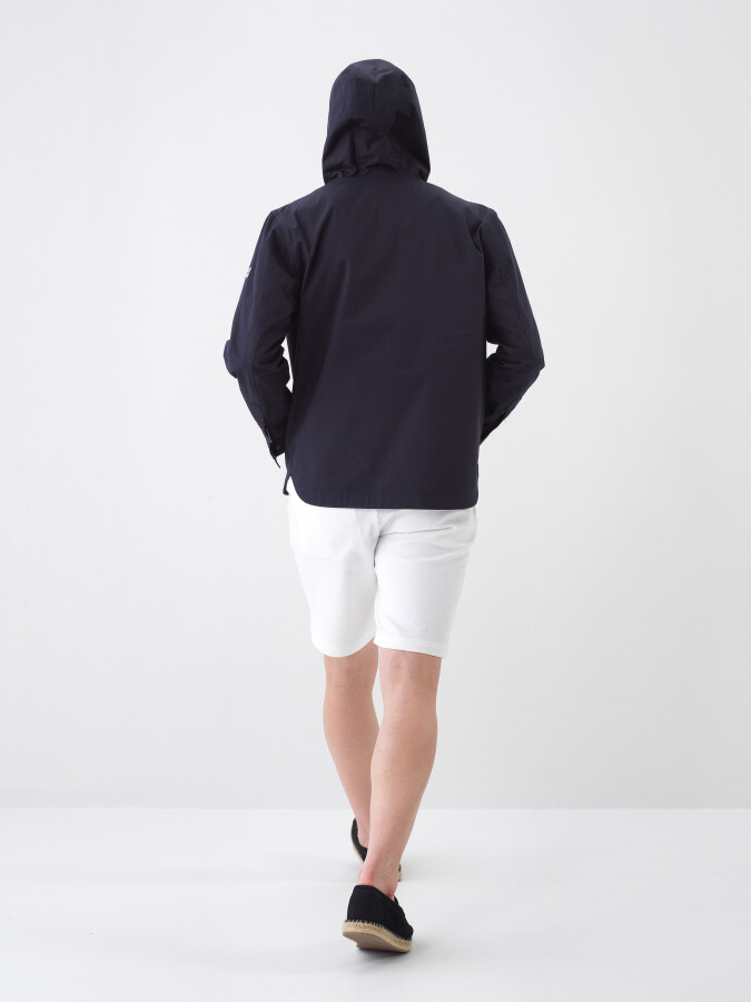 Navy Blue Regular Fit Cotton Jacket - 5