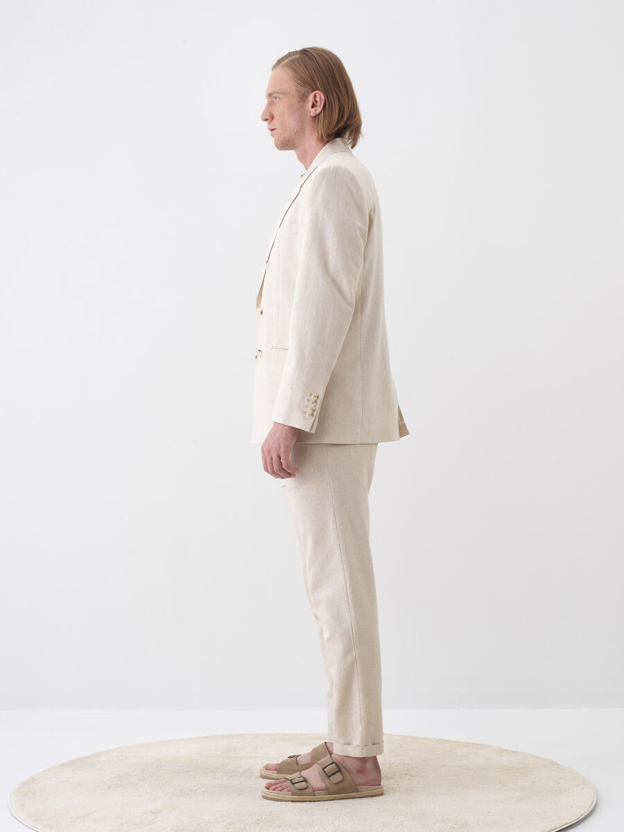 Natural Regular Fit Linen Jacket - 3