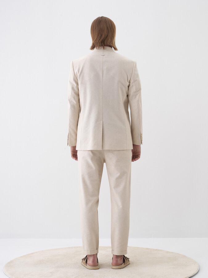Natural Regular Fit Linen Jacket - 5