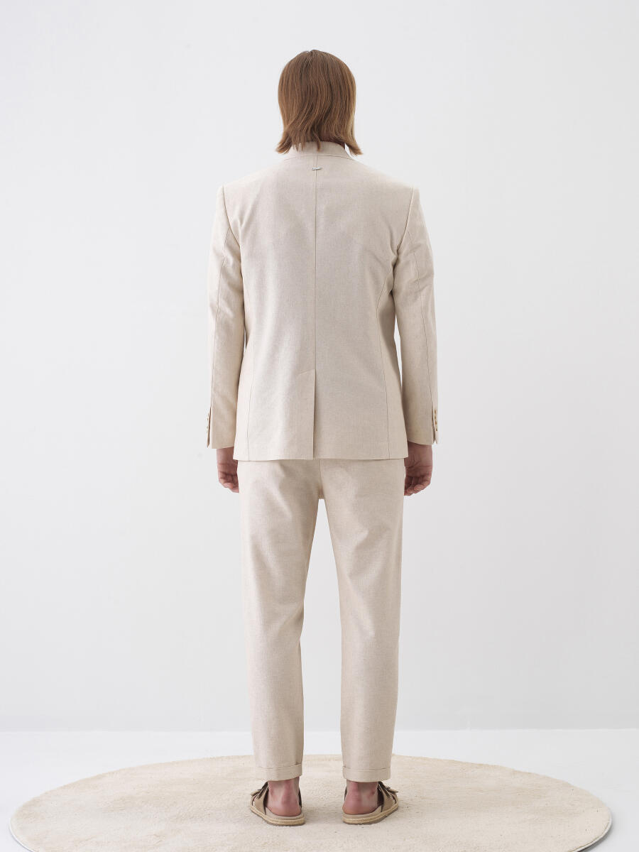 Natural Regular Fit Linen Jacket - 5