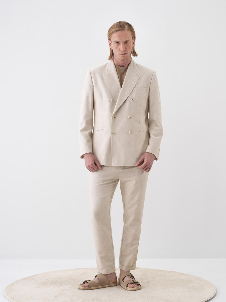 Natural Regular Fit Linen Jacket - 2