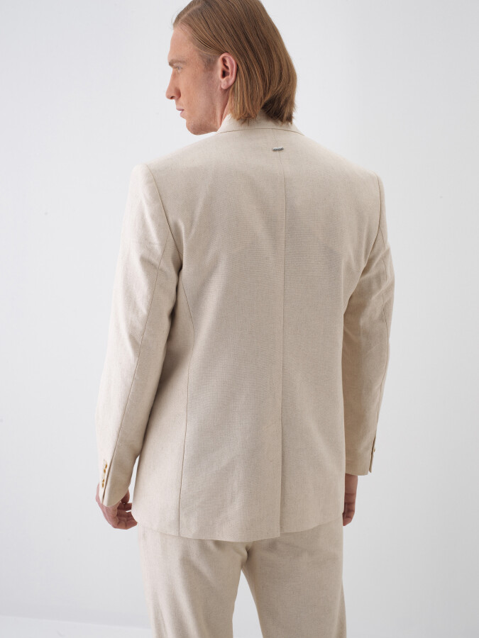 Natural Regular Fit Linen Jacket - 4