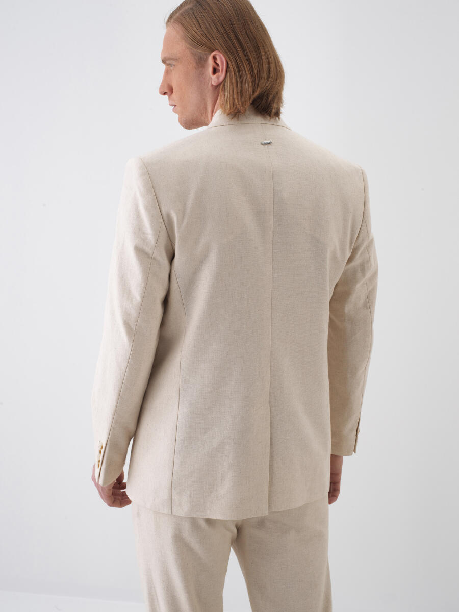 Natural Regular Fit Linen Jacket - 4