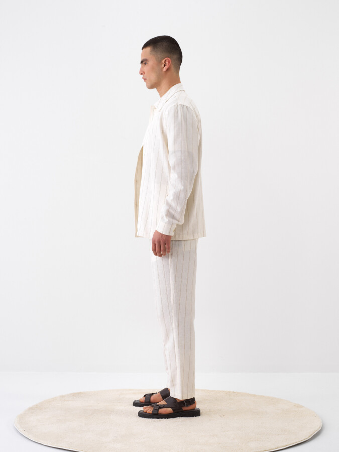 Natural Regular Fit Linen Jacket - 3