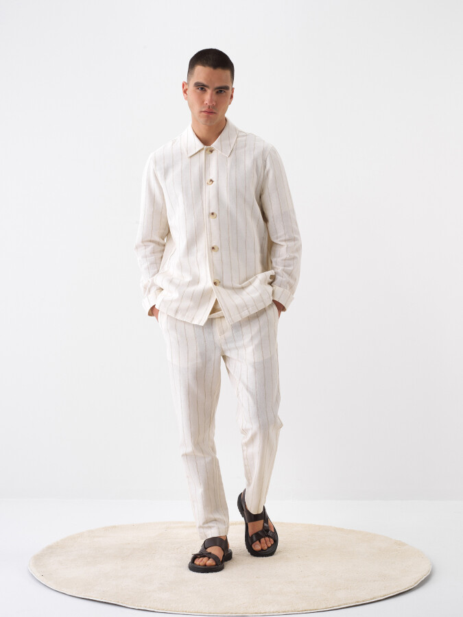 Natural Regular Fit Linen Jacket - 2