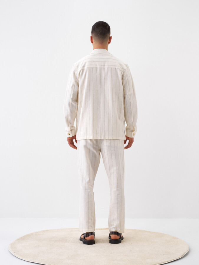 Natural Regular Fit Linen Jacket - 5