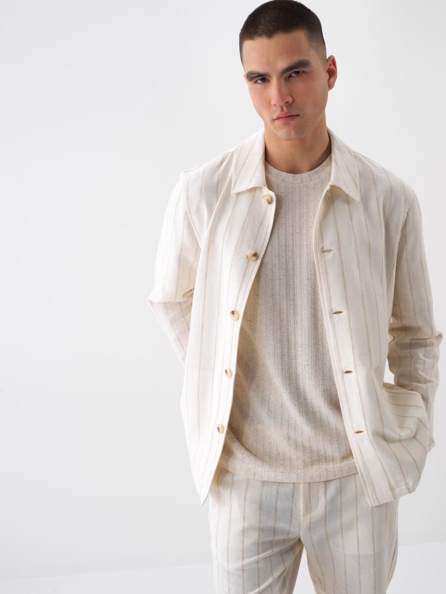 Natural Regular Fit Linen Jacket - 1