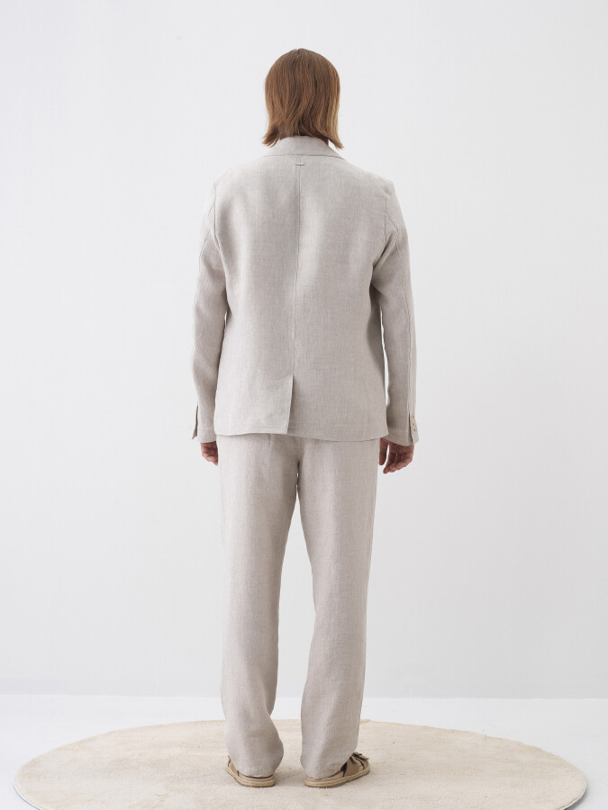 Natural Regular Fit Linen Jacket - 5