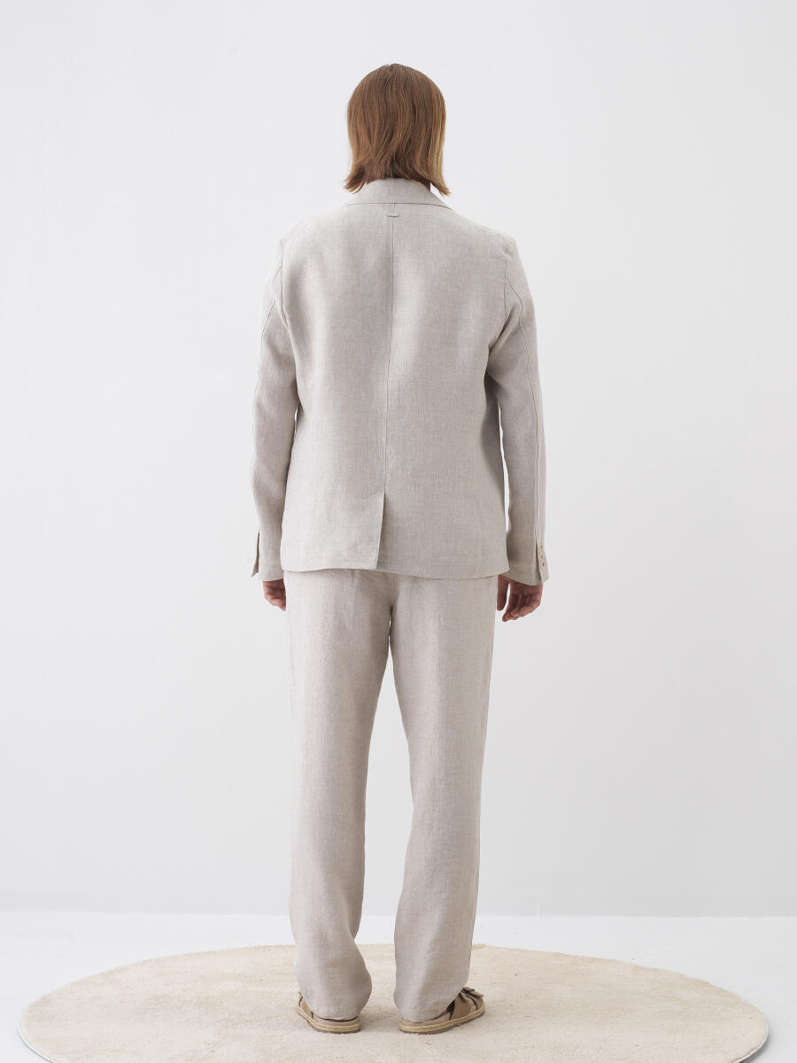 Natural Regular Fit Linen Jacket - 5