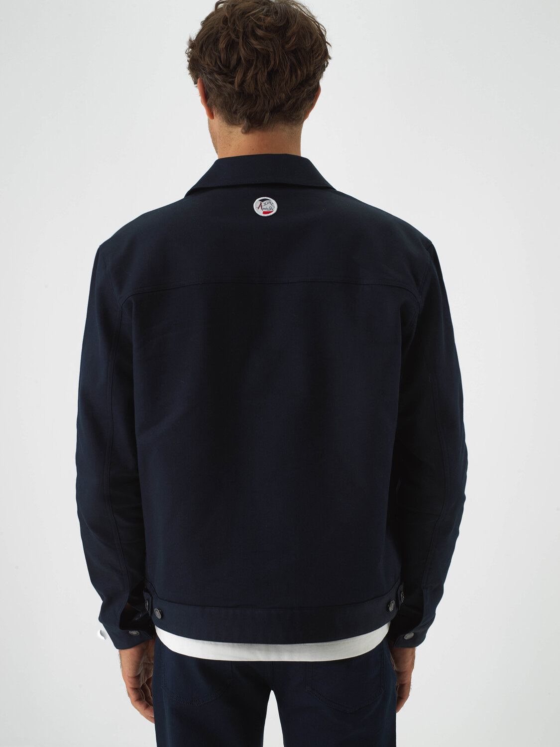 Navy Blue Cotton Textured Regular Fit Jacket - Xint