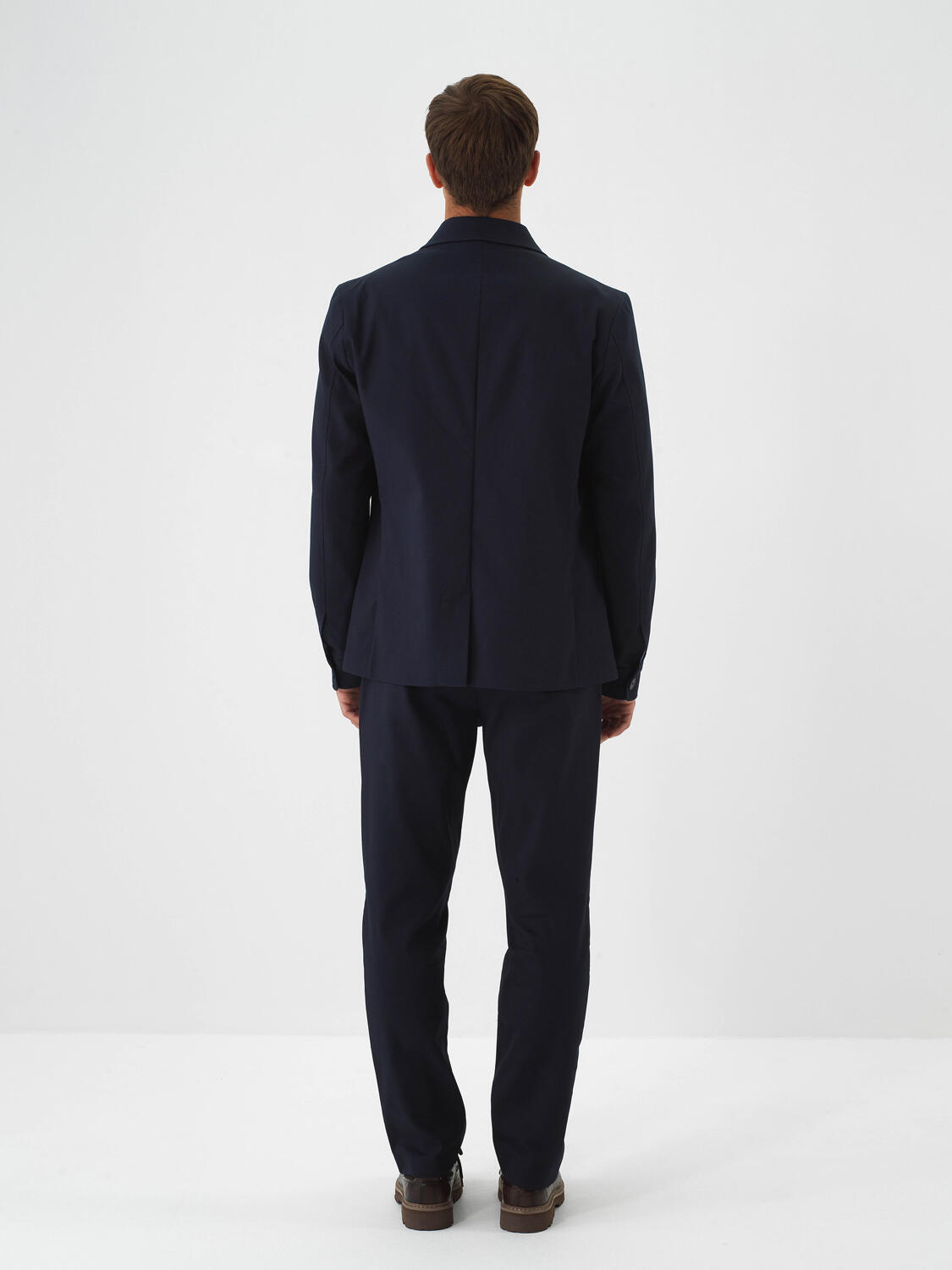 Navy Blue Cotton Textured Regular Fit Jacket - 5