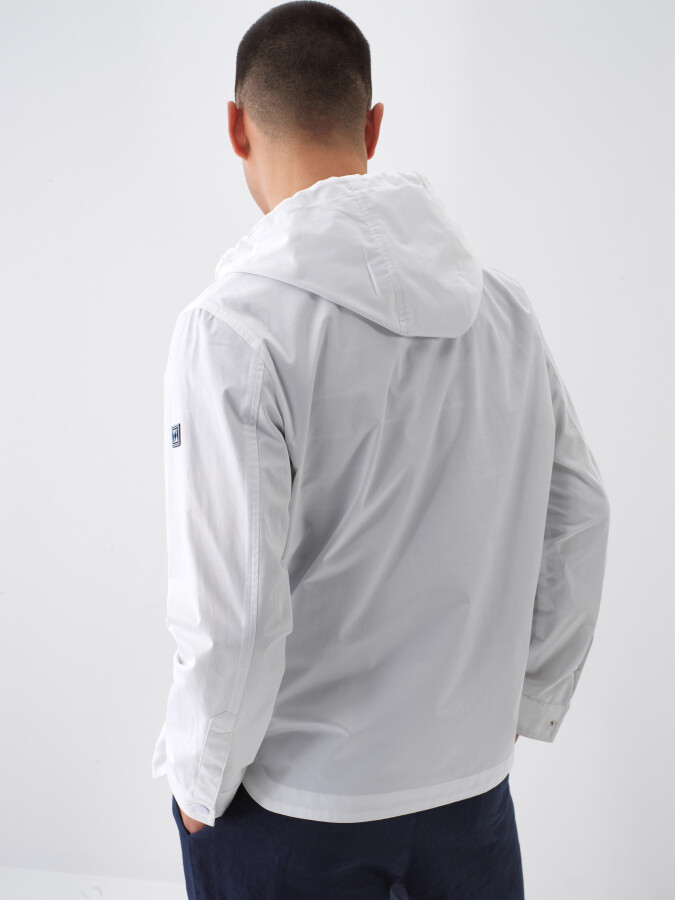 White Regular Fit Cotton Jacket - 4