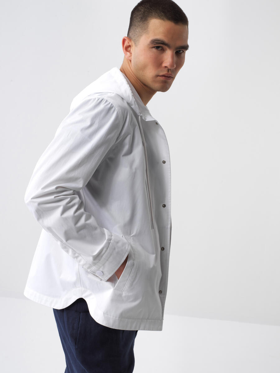 White Regular Fit Cotton Jacket - 1