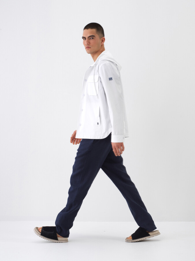 White Regular Fit Cotton Jacket - 3